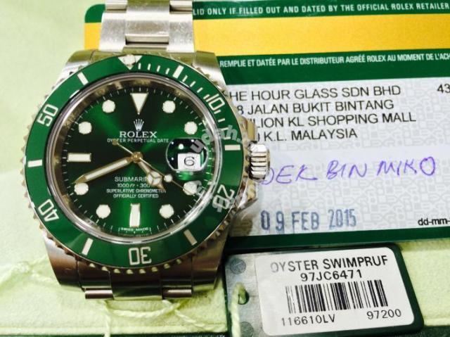 Rolex Submariner 116610 Lv Hulk Year 15 Swiss Hour