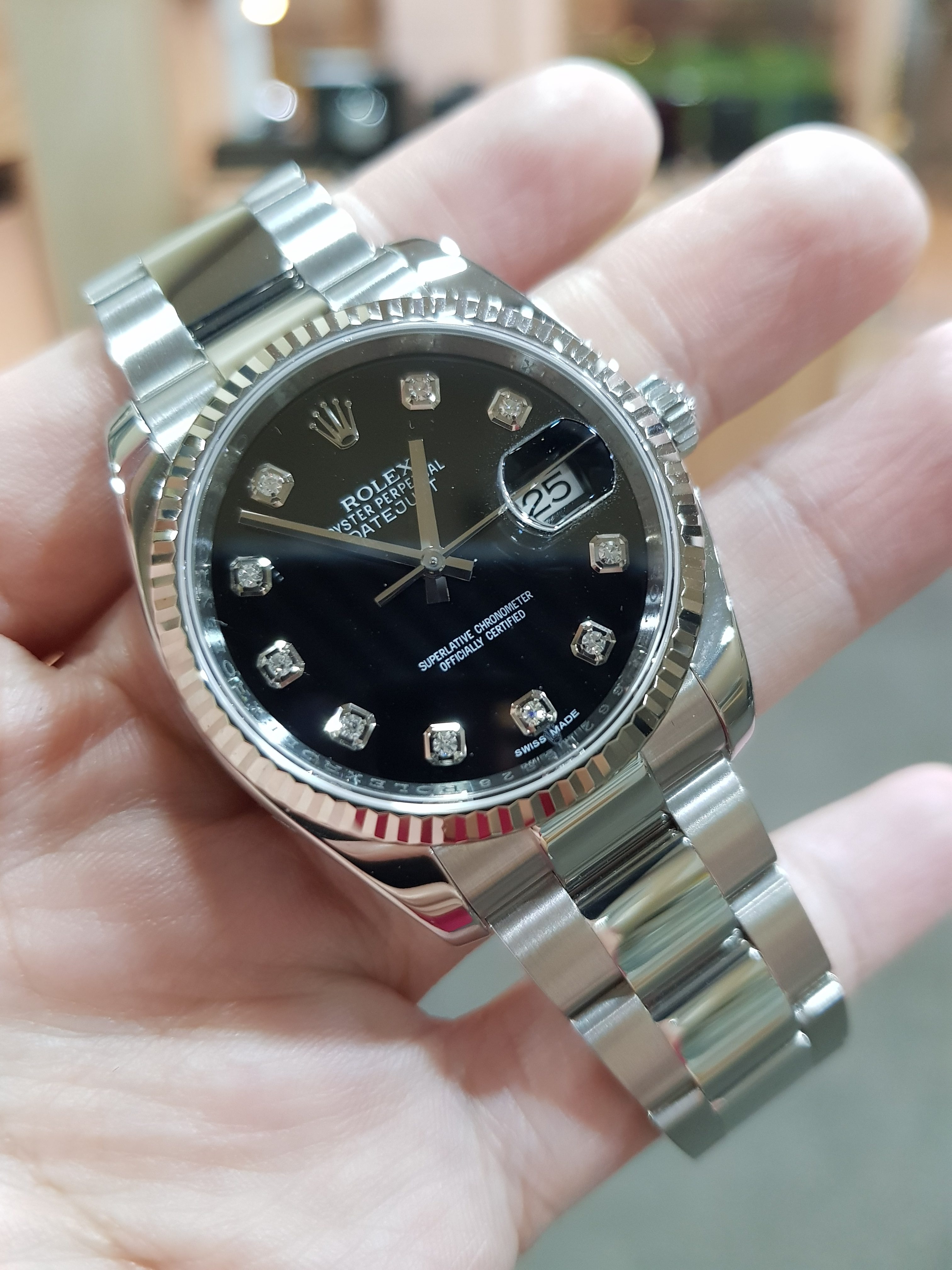 rolex datejust steel black dial